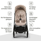Bugaboo Butterfly 2 Reisebuggy, leicht und kompakt, Handgepäckgröße, faltbarer Reise-Kinderwagen mit Liegefunktion, einhändig faltbar, großer Untergestellkorb, ab 6 Monaten bis 4 Jahre, Desert Taupe