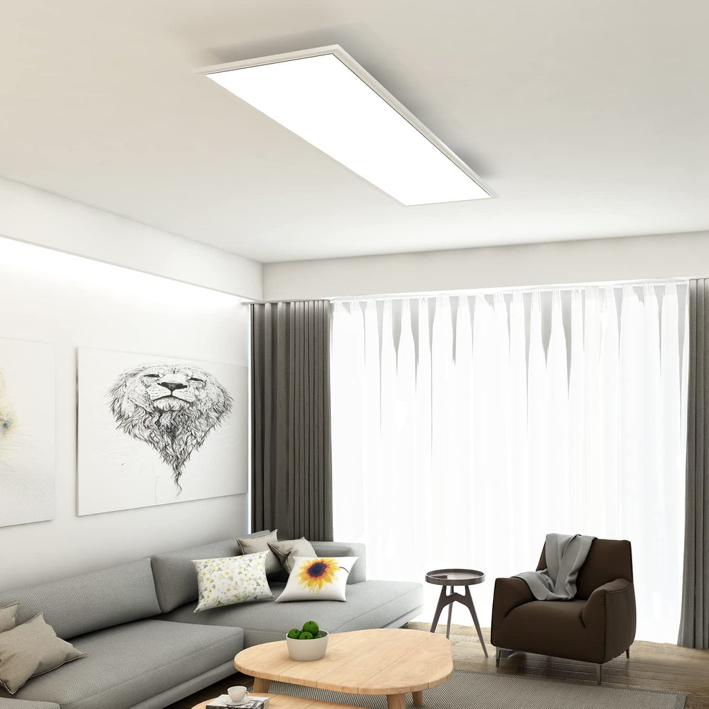 BRILONER - LED Deckenlampe ultraflach, neutralweiße Lichtfarbe, 38 Watt, 4100 Lumen, LED Deckenleuchte, Wohnzimmerlampe, Panel, Küchenlampe, Deckenbeleuchtung, 119,5x29,5x6 cm, Weiß