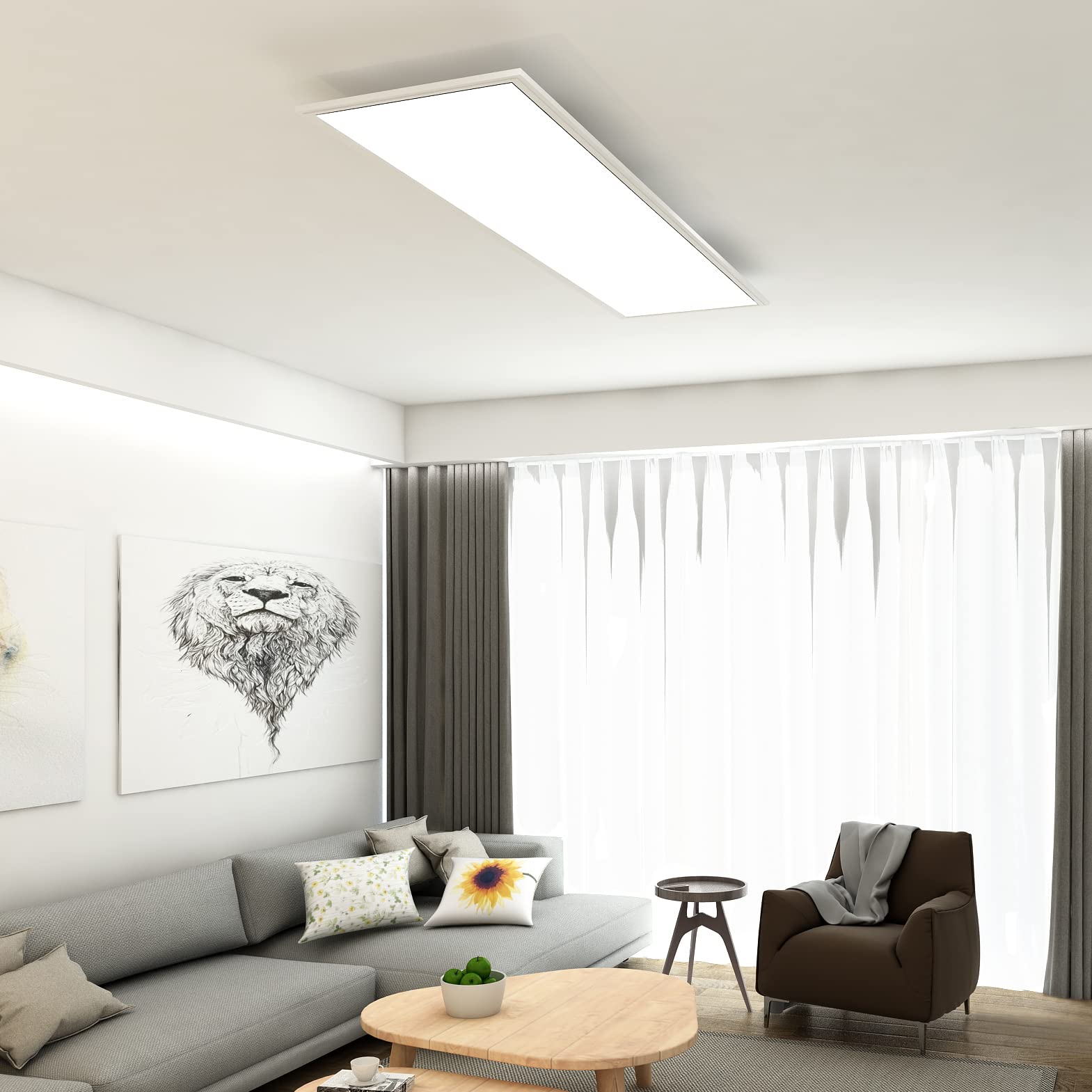 BRILONER - LED Deckenlampe ultraflach, neutralweiße Lichtfarbe, 38 Watt, 4100 Lumen, LED Deckenleuchte, Wohnzimmerlampe, Panel, Küchenlampe, Deckenbeleuchtung, 119,5x29,5x6 cm, Weiß