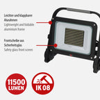 Brennenstuhl LED Baustrahler JARO 14060 M (100W, 11500lm, 6500K, IP65, 5m Kabel, dimmbar, LED Arbeitsstrahler mit Schnellspannverschluss)