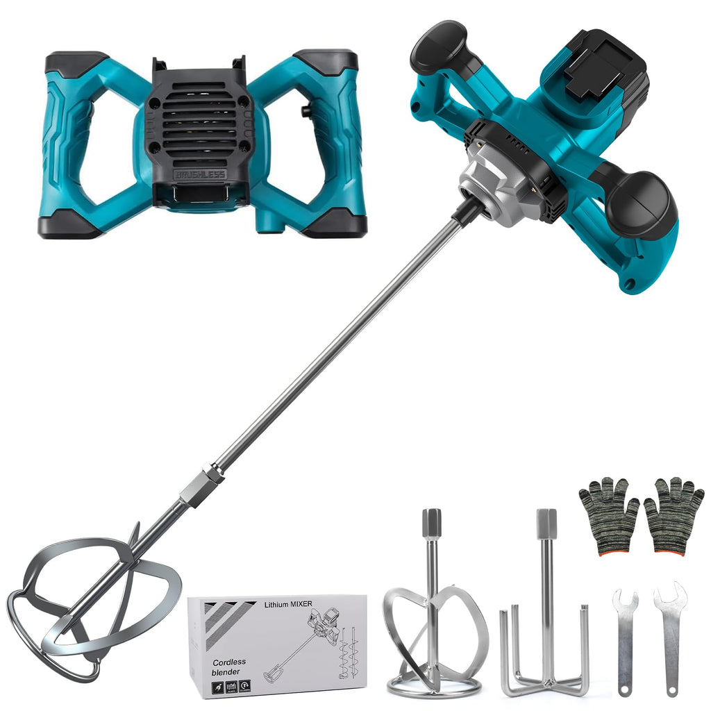 WingFly Akku Farbmörtelrührer Kompatibel mit Makita 18V Batterie, 3200W Rührwerk Mörtelrührer Zementrührer mit 6-Gang, Brushless Farb-Mörtelrührer für Zement, Beton und Farbe (ohne Akku)