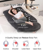 ALLOPERA Pregnancy Pillow, Full Body 57 Inch Maternity Pillow with Removable Washable Cover - Sleep Support for Legs, Back, Neck, Shoulder, HIPS, Belly for Pregnent Women, Velvet Cover (Black)