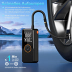 Elektrische Luftpumpe, Luftpumpe Elektrisch mit 10000mAh Akku, 150PSI Tragbar Mini Kompressor mit Manometer, Fahrradpumpe Elektrisch mit Digital LCD Bildschirm für Fahrräder, Motorräder, Auto & Bälle