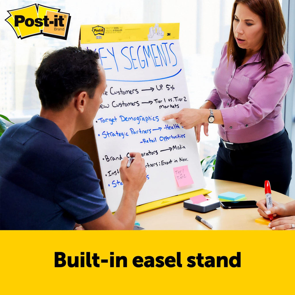Post-it Super Sticky Meeting Charts, Packung mit 1 Block, mit 20 Blättern, 584 mm x 508 mm, Farbe: Weiß - Selbstklebendes Flipchartpapier für Brainstormings überall