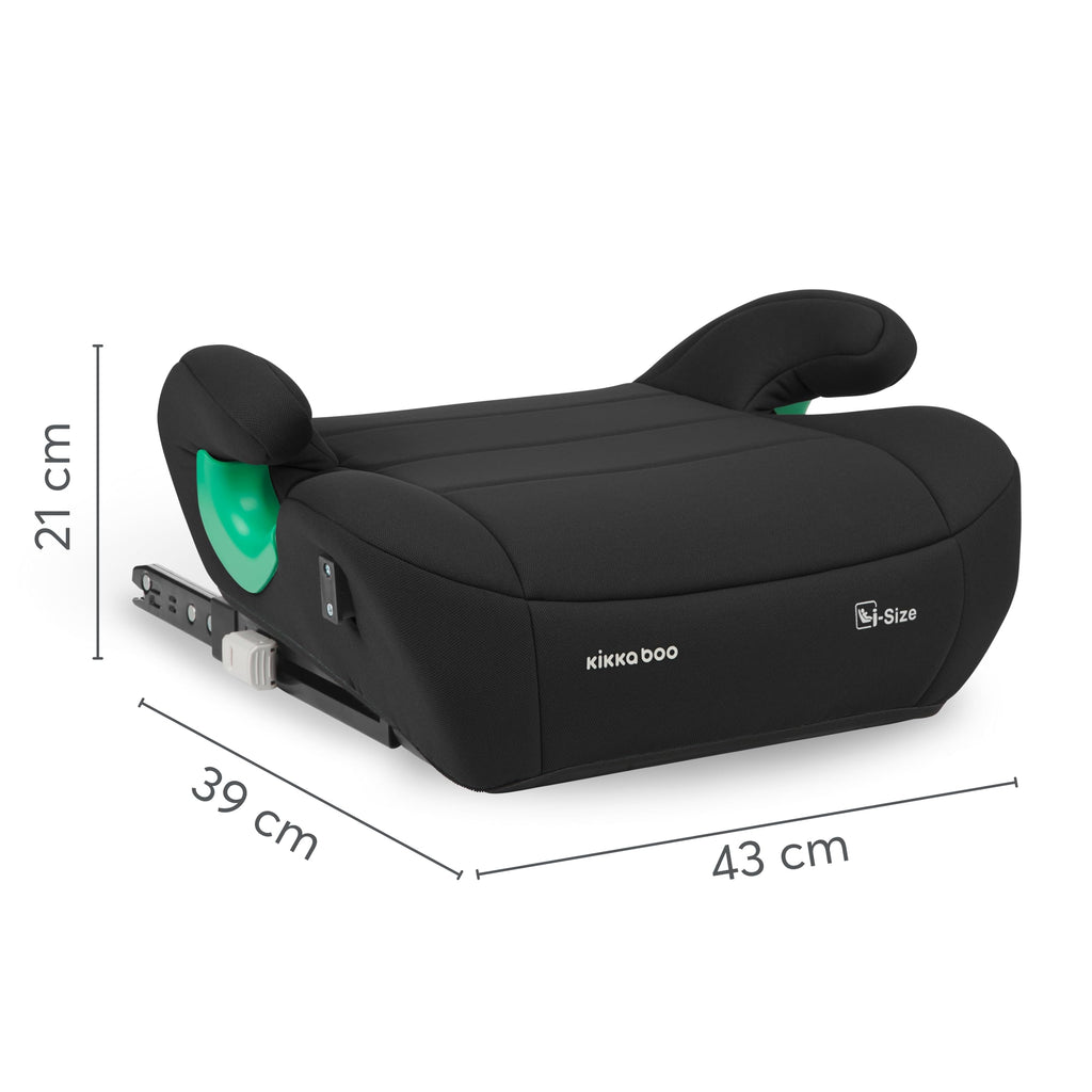 KikkaBoo i-Pop Kindersitzerhöhung Auto Kinder, i-Size, Isofix, 22-36 kg, Gruppe 3, 7-12 Jahre, Autositz Sitzerhöhung, Schwarz