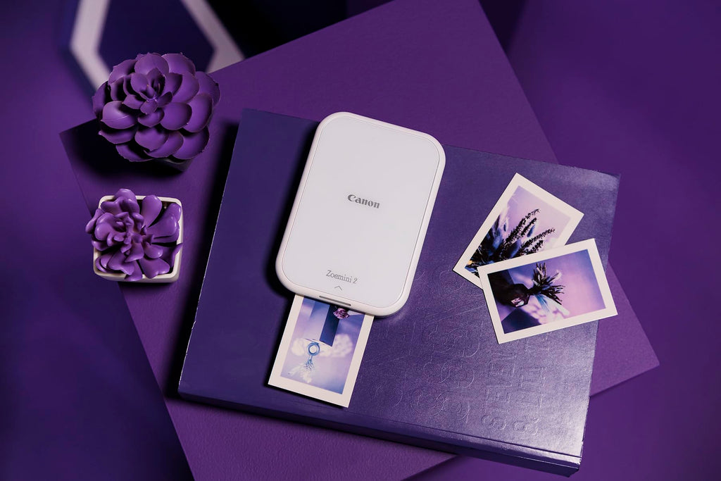 Canon Zoemini 2 perlweiß Mini Fotodrucker mobil tragbar unterwegs Hosentasche (Fotodruck 5x7,6 cm, kabelllos, für Smartphone + Tablet, eingebauter Akku, App, Bluetooth) [+ 10er Zink Druck-Set]