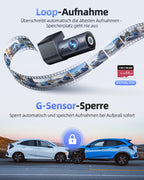CIEVIE 4K Dashcam Auto Vorne Hinten mit GPS 5GHz WiFi, Dual Dashcam 1,5″ IPS Display, Auto Kamera mit 64GB SD Karte, 170° Weitwinkel, G-Sensor, WDR Nachtsicht, Loop-Aufnahme, Unterstützt 256GB Max