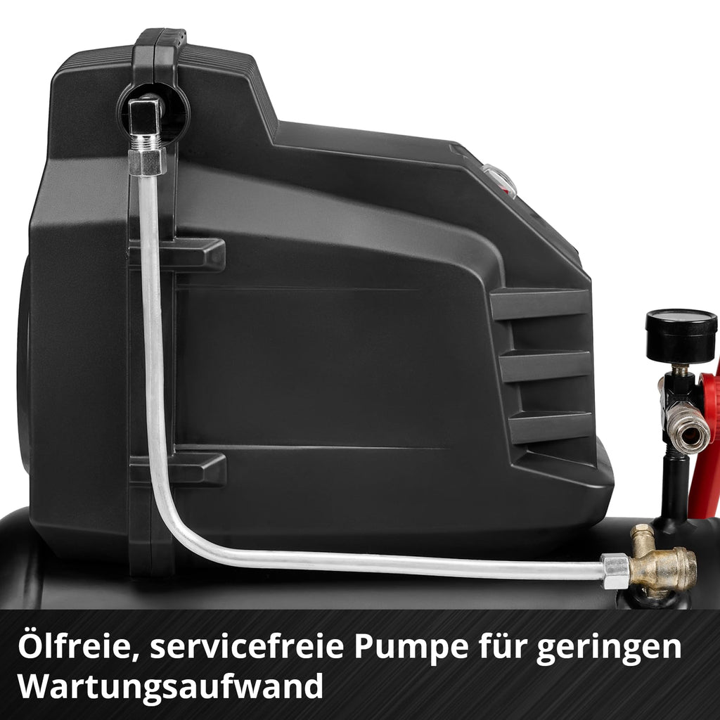 Einhell Kompressor TC-AC 190/24/8 I OF (1100 Watt, max. 8 bar, 24-Liter-Tank, 190 l/min Ansaugleistung, ölfrei, wartungsarm, Manometer, Druckminderer)