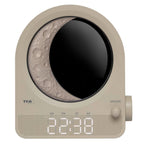 TFA Dostmann Lichtwecker Digital mit Mondlampe, Nachtlicht, Nachttischlampe, White-Noise, Naturgeräusche, Einschlafhilfe, 2 Alarme, 60.2053, Hellgrau, Beige