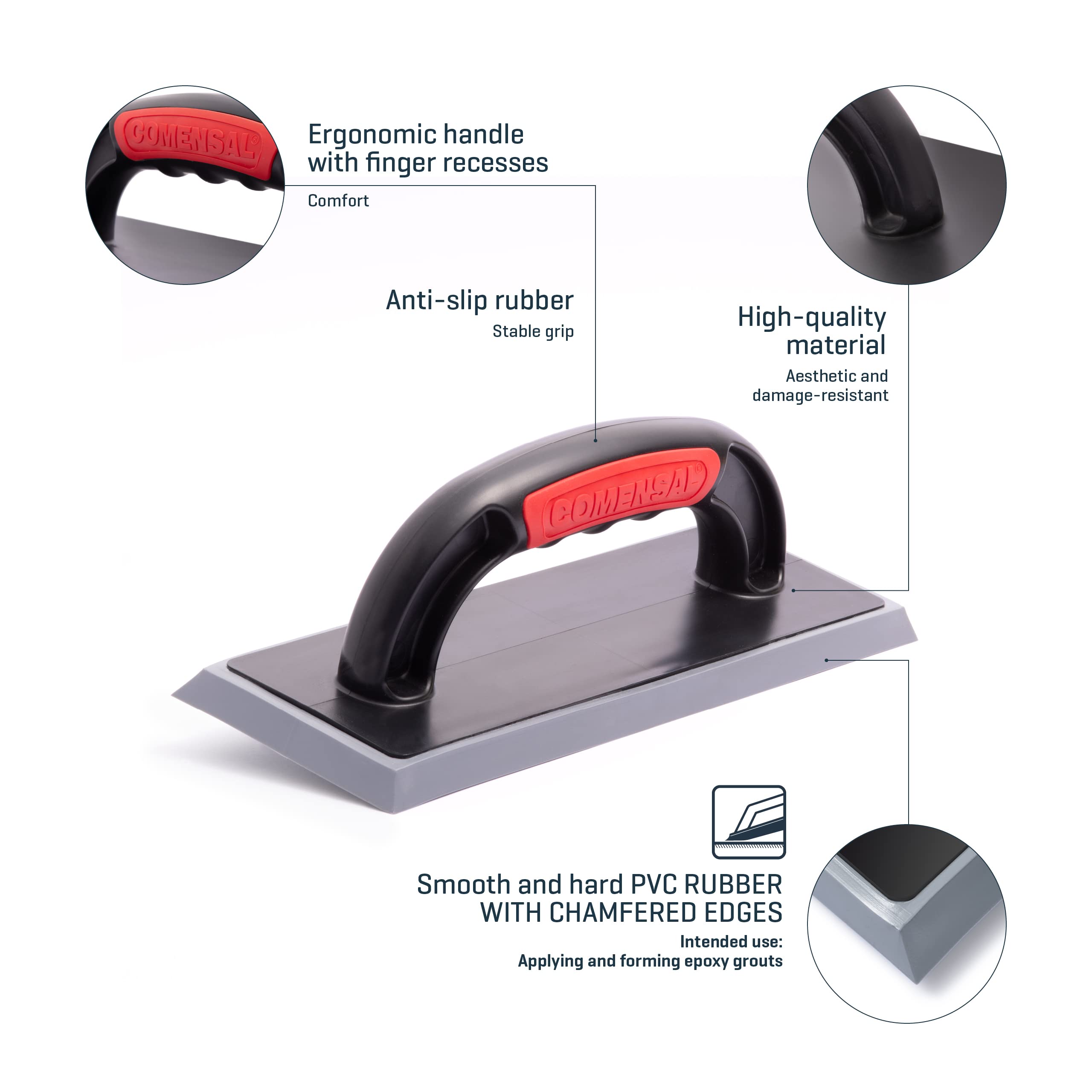COMENSAL Fliesenwaschset - 9-teiliges Fliesenleger Waschset XL - 24L - Profi Fliesen Waschset - mit Räder - Rollenaufsatz - Gitter - Epoxi Fugenbrett - Hydroschwamm - Schwamm - Made in EU