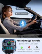 Glangeh FM Transmitter Auto Bluetooth Schnelles Autoladegerät 54W (PD 36W & QC3.0 18W) - Dual Mikrofon Bluetooth Adapter Auto Zigarettenanzünder, unterstützt Siri-Assistent & Freisprecheinrichtung