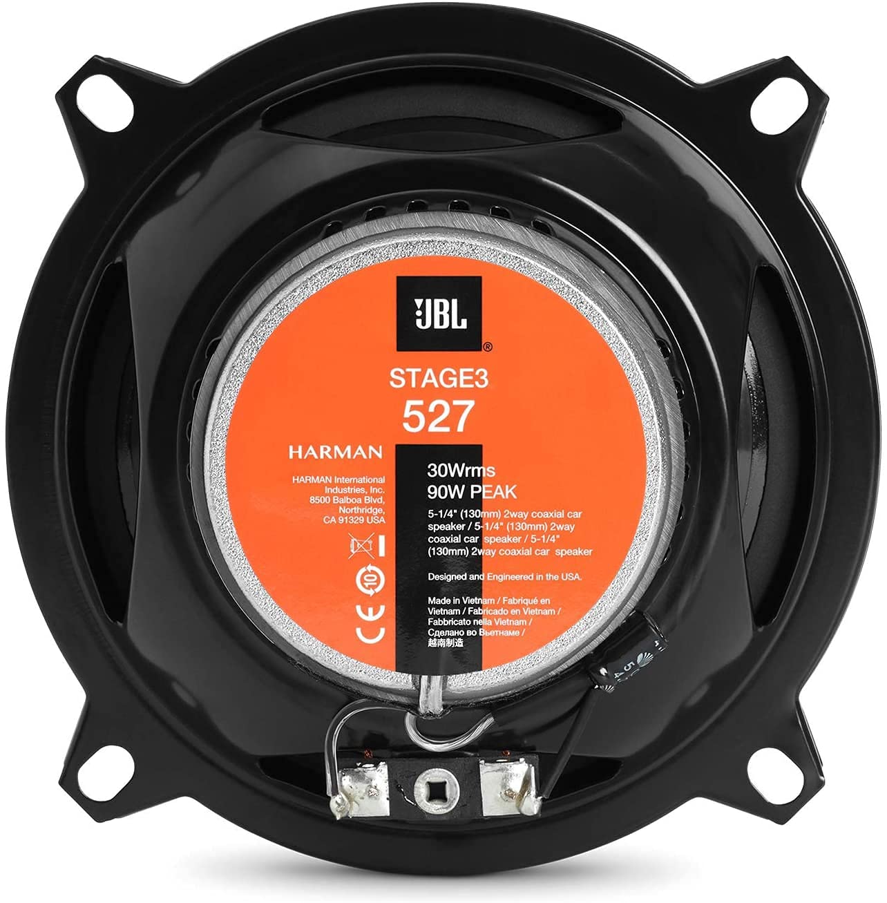 JBL Stage3 527 2-Wege Auto Lautsprecher Set von Harman Kardon - 200 Watt KFZ Autolautsprecher Boxen 13 cm