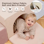 BanaSuper Schaumstoff-Kletterblöcke für Kinder, Schaumstoff Bausteine XXL, EN71-zertifiziert & rutschfest, Kinder Montessori Spielzeug, Waschbare Hülle für Indoor-Spaß, Soft Playset, Babyblau Rosa