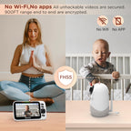 Blemil Babyphone mit Kamera und Audio 30 Stunden wiederaufladbare Batterie, 5" großer Bildschirm, ferngesteuerte Schwenk-/Neige-/Zoom-Kamera, Zwei-Wege-Gespräch, Nachtsicht, kein WiFi