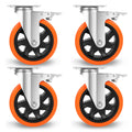 W B D WEIBIDA Schwerlastrollen 150mm, 4 Rollen mit Bremse Doppelverriegelung Tragkraft 1000KG, Langlebige, Leise und Robuste Möbelrollen, Polyurethan Rollen Groß für Werkbänke und Industrielle