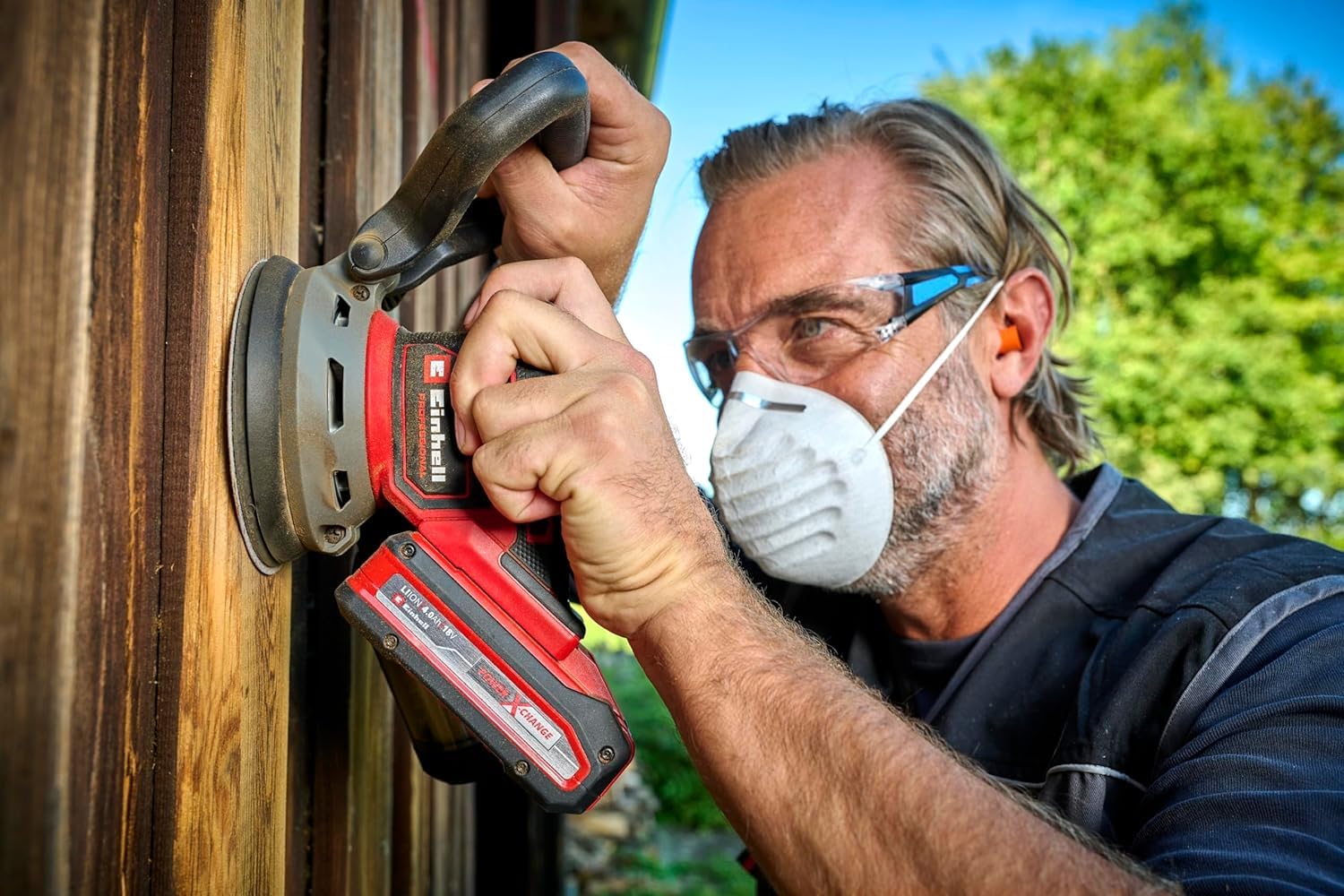 Einhell Professional Akku-Exzenterschleifer TP-RS 18/32 Li BL-Solo Power X-Change (18 V, Brushless, 3,2 mm Schwingkreis, 125 mm Schleifteller, inkl. Schleifpapier, ohne Akku)