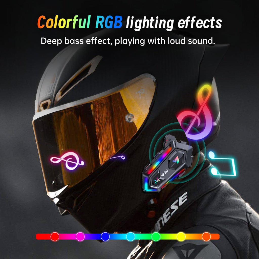 Khptop Motorradhelm Bluetooth Motorrad Helm Bluetooth Headset, doppelte Geräuschunterdrückung Helm Kopfhörer Starke Bass/IPX6 wasserdichte Kopfhörer Lautsprecher Kompatibel Alle Helme 1000mAh