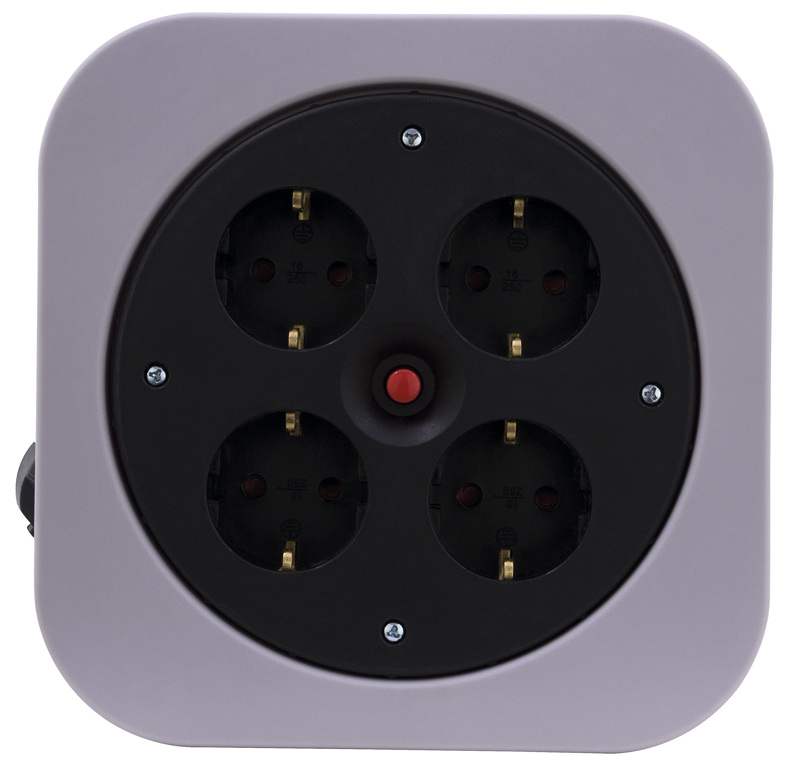 REV Kabeltrommel, Innenbereich, 4 Schutzkontaktsteckdosen, 10m, grau
