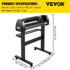 VEVOR Vinyl-Schneidemaschine Schneideplotter, 870 mm, LED-Plotter-Drucker, Präzise Manuelle Positionierung, Softwareunterstützung für MAC- und Windows-Systeme, Einstellbare Kraft & Geschwindigkeit