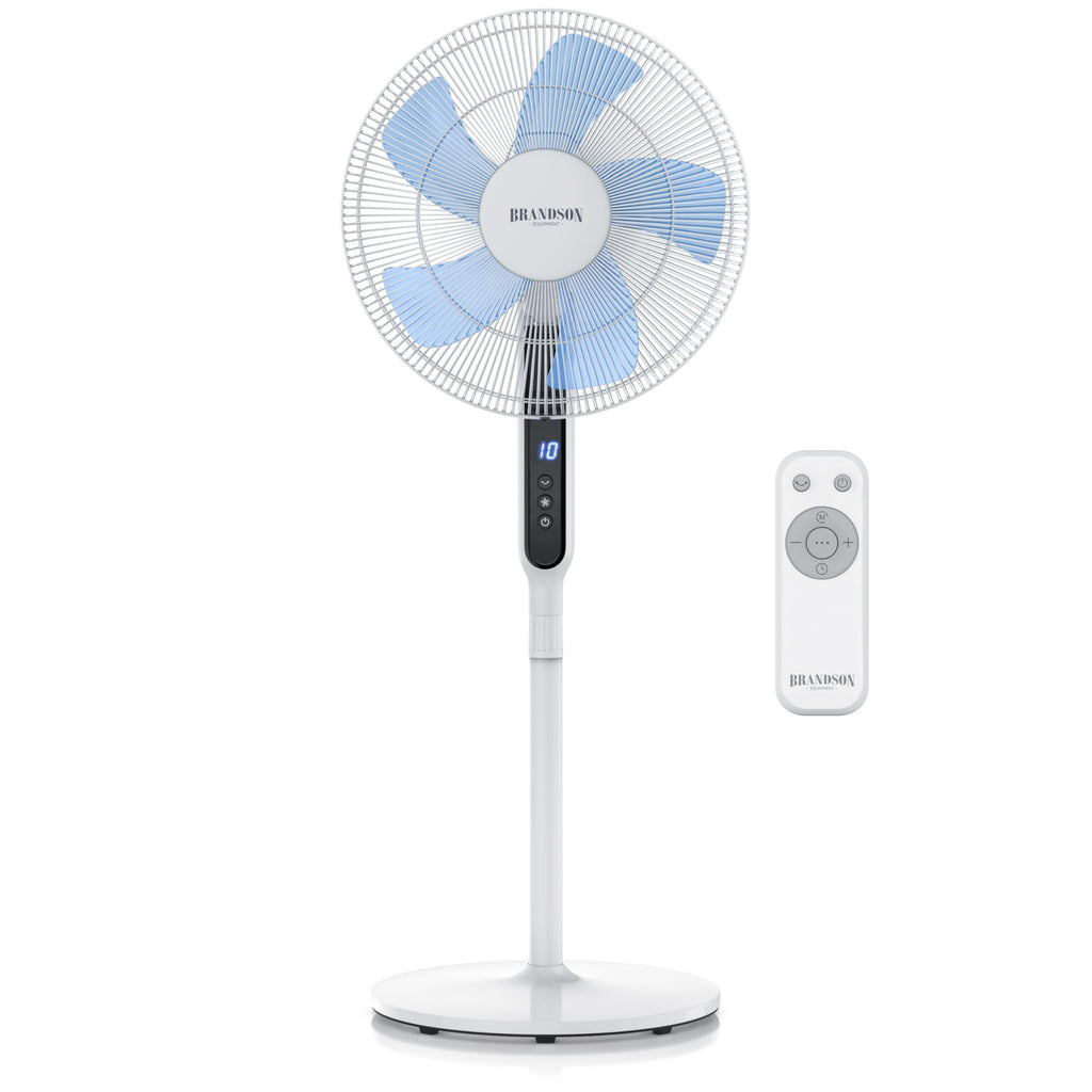 Brandson - DC Standventilator energiesparend ECO - Fernbedienung - Brushless Silent Motor, sehr leise – Preisträger 2025-80° Oszillation - Ventilator Timer – 12 Stufen - LED Display