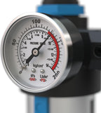 Güde Wartungseinheit 1/2 (Anschlussgewinde IG 1/2", max. Arbeitsdruck 10 bar, Anbau an einen Kompressor, Arbeitsdruckeinstellung, reinigt, filtert & ölt die Druckluft, inkl. Ablassventil & Manometer)