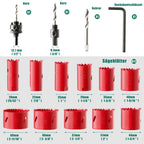 HYCHIKA Bimetall Lochsäge Set, 17tlg Lochbohrer Ø20mm-68mm, Maximale Schnitttiefe 40mm, Ideal zum Bohren von Weichmetall, Holz, PVC Platte und Kunststoffplatte