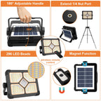 ERAY 150W LED Baustrahler Akku Solar Tragbare Mit Fernbedienung, 15000mAh LED Strahler Akku, LED Arbeitsleuchte 296 Perlen/5 Modi/USB-Wiederaufladbar, Campinglampe Tragbar für Camping Notfälle Keller