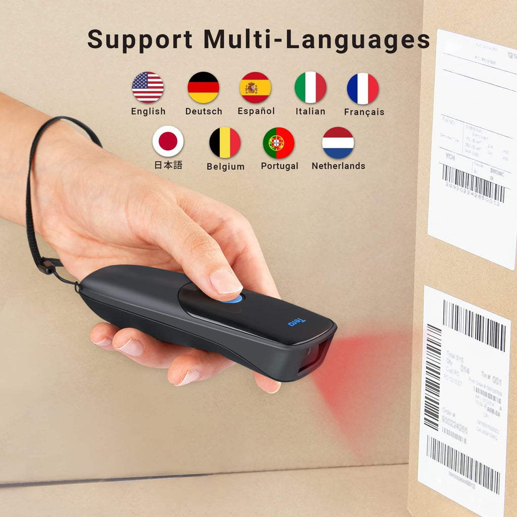 Tera Pro Series 2D QR 3-in-1 Portable Mini Barcode Scanner Bluetooth & USB Cable & 2.4G Wireless with Time Prefix/Suffix, 1200 mAh Better Efficiency, Model 1300 Blue
