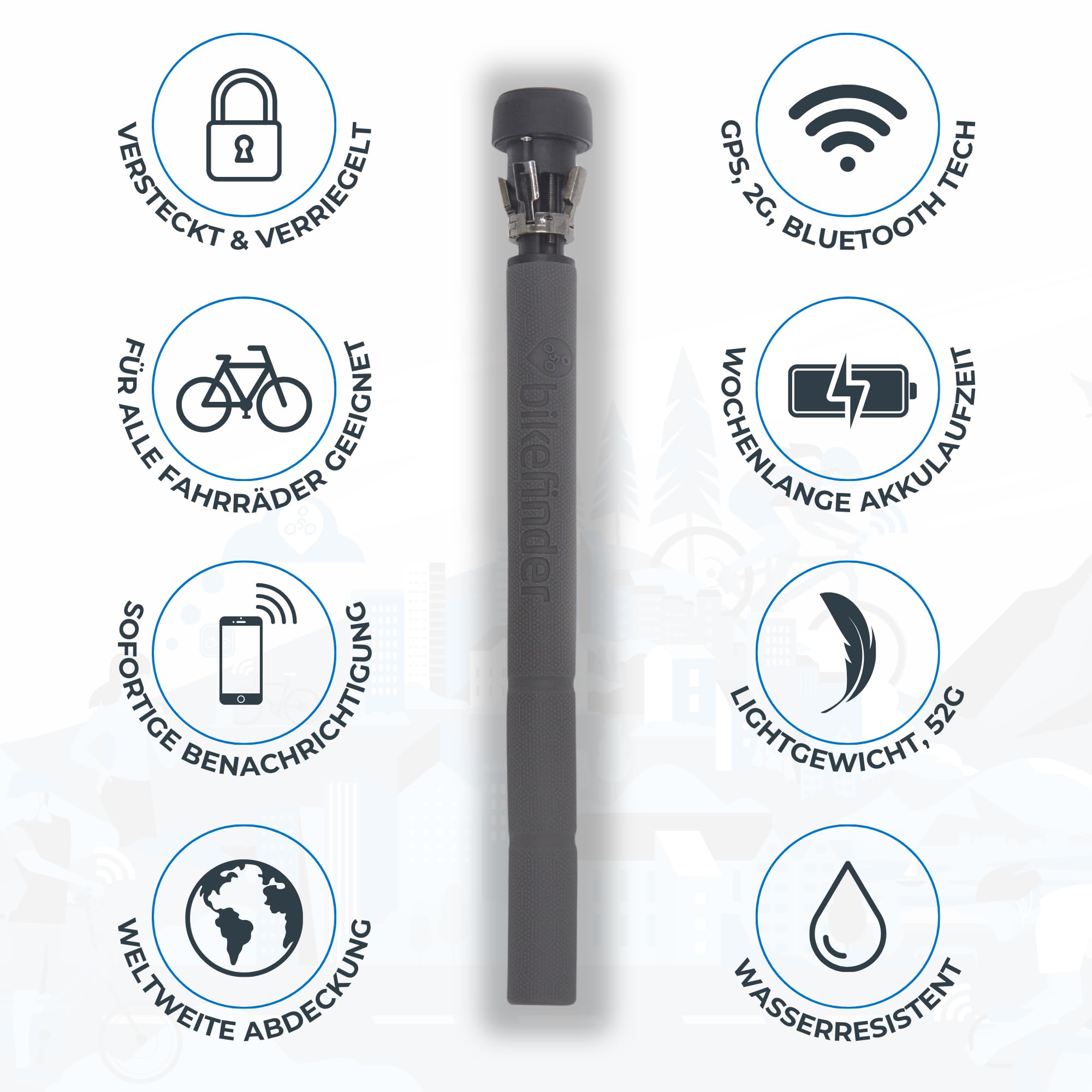 FahrradFinden von BikeFinder - GPS Fahrrad Tracker, im Lenker Versteckt, Fahrrad Ortungsgerät, Anti-Diebstahl, Diebstahlschutz, SIM Karte inkl. - ABO Erforderlich