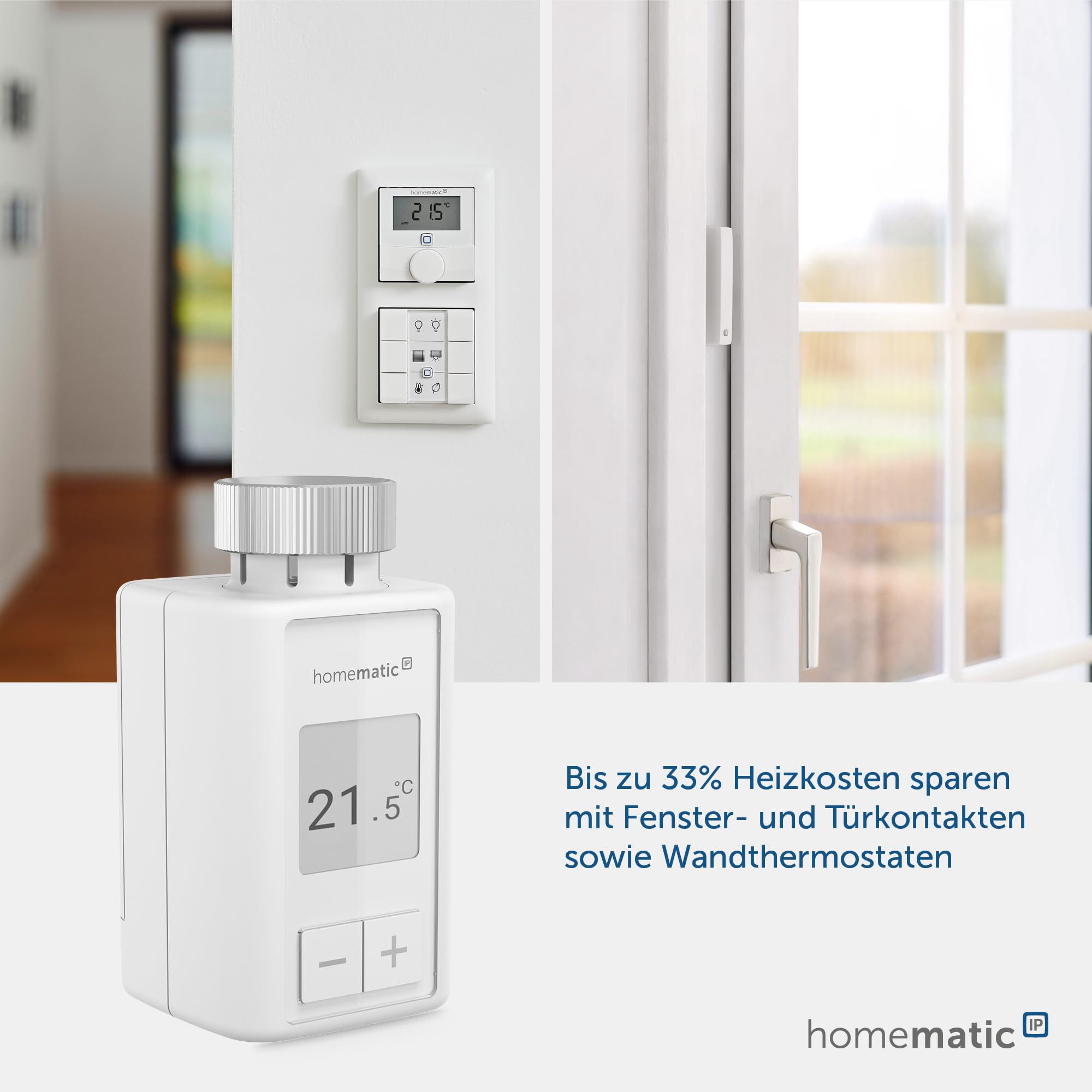 Homematic IP Smart Home Heizkörperthermostat – Flex, digitaler Thermostat Heizung, Steuerung per App, Alexa, Google Assistant, einfache Installation, Energie sparen, 160230A0