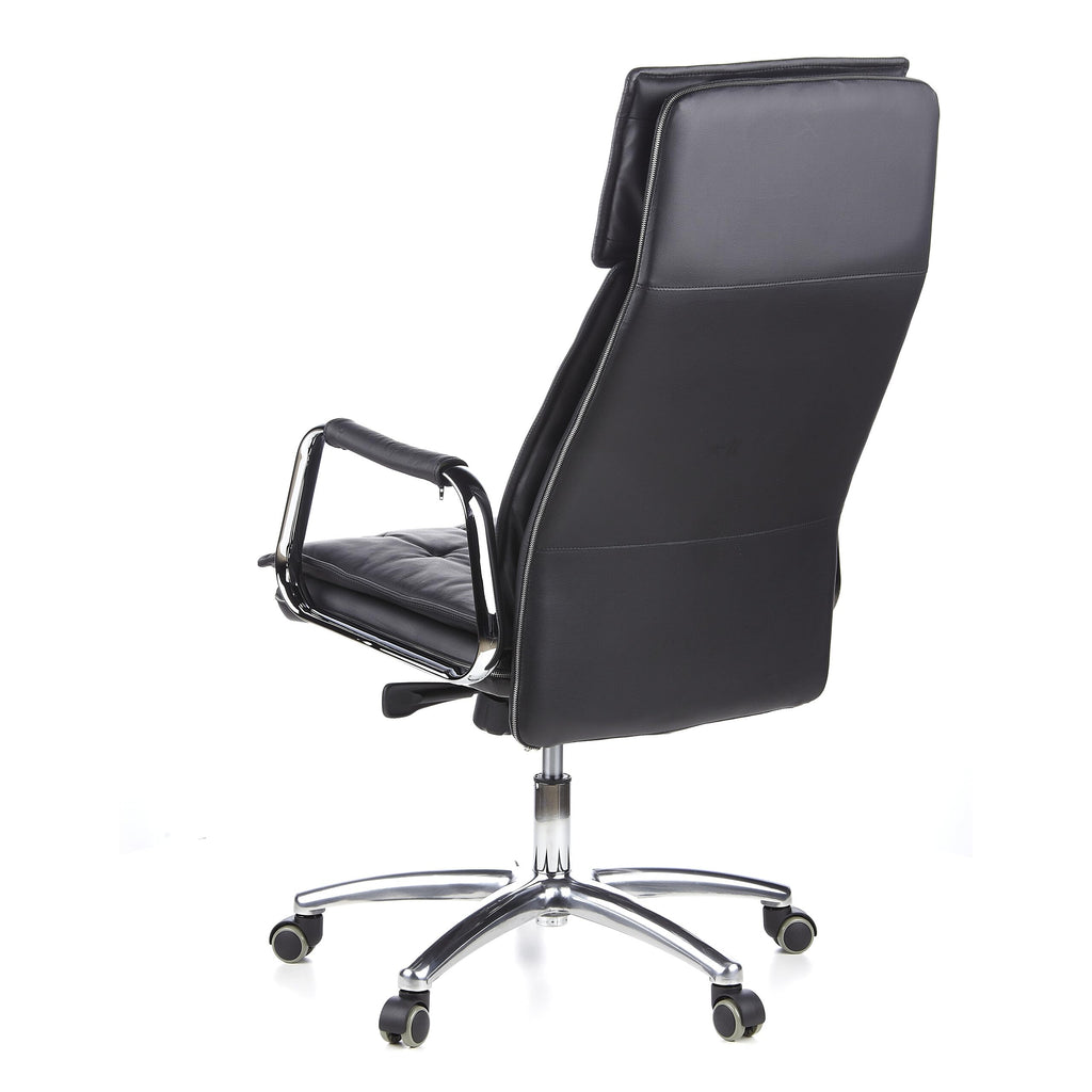 hjh OFFICE 600920 Chefsessel Bürostuhl Villa 20 Nappaleder Schwarz Büro-Sessel mit hoher Rückenlehne