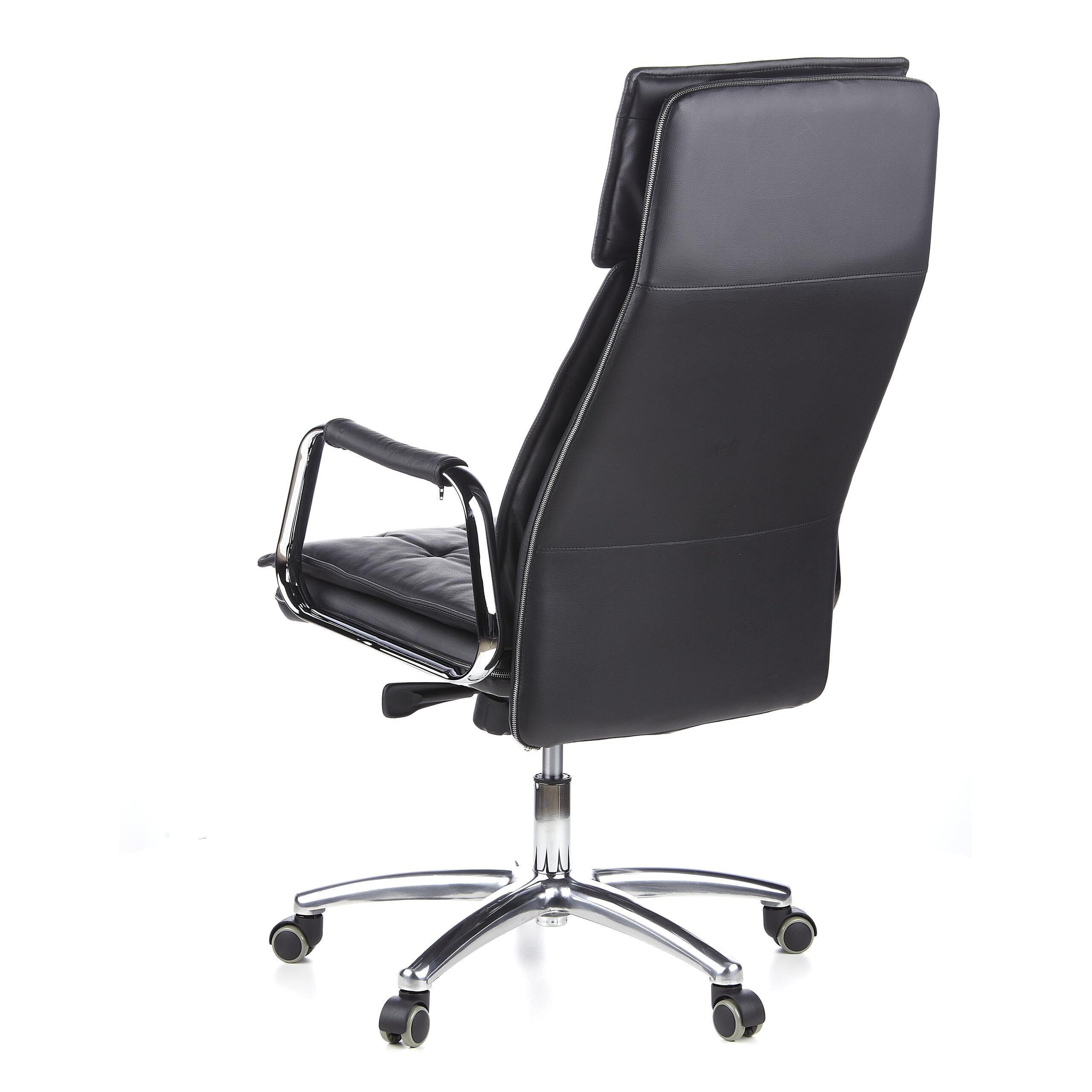 hjh OFFICE 600920 Chefsessel Bürostuhl Villa 20 Nappaleder Schwarz Büro-Sessel mit hoher Rückenlehne