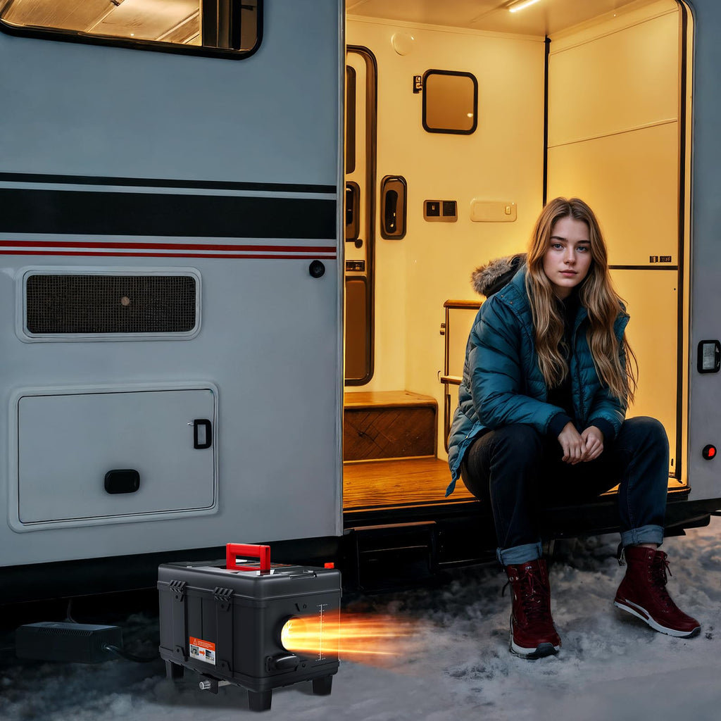 VEVOR 8 kW Dieselheizung 12 V /24 V All in One Diesel-Luftheizung, mit Bluetooth App Steuerung & Fernbedienung& Anzeigebildschirm & CO-Alarm, schnell aufheizende tragbare Dieselheizung für Fahrzeuge