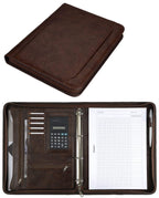 Alassio 30064 - Ringbuchmappe MASSA im DIN A4 Format, Schreibmappe aus Lederimitat, Dokumentenmappe in braun, Mappe ca. 34 x 27 x 4 cm, mit Taschenrechner