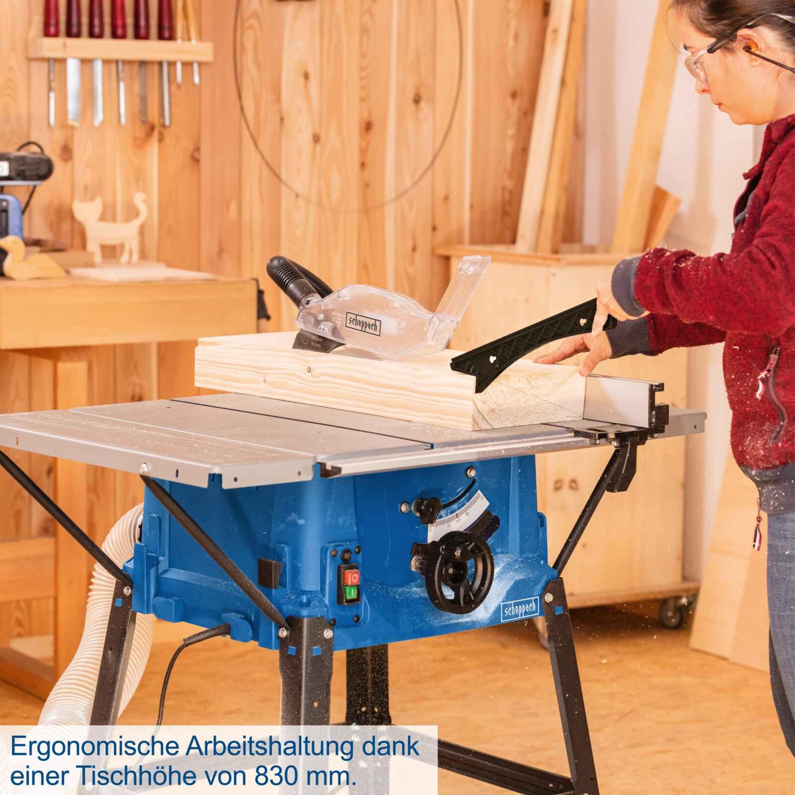 Scheppach Tischkreissäge HS100S | 230V 2000W | Schnitthöhe 85mm | Sägeblatt Ø 250mm | inkl. Tischverbreiterungen und Untergestell | Tischgröße mit Verbreiterung 642 x 940 mm | Tischhöhe 830mm