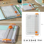 Fiskars Tragbare Papierschneidemaschine, SureCut, A5-Hochformat, A4-Querformat, Mit Schnittlinienführung, Weiß/Orange, 1077798
