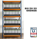 KARAT schwerlastregal - Steckregal, Kellerregal, Lagerregal, Werkbank - Traglast bis 1250 kg - Schnelle Montage & Standsicher (Blau-Orange, 180 x 120 x 45 cm)