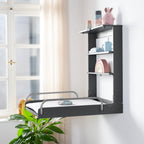 roba Wandwickelregal + Wickelauflage roba Style grau - Klappbar & platzsparendes Wickelregal zur Wandmontage - Wickeltisch mit 2 Ablagefächer - Holz anthrazit