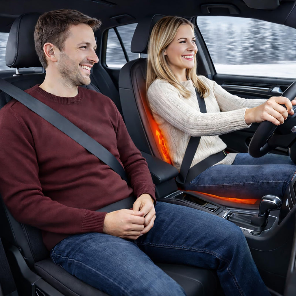 BURI Premium Autositzauflage Winter 2 Stufen | Bequemer Sitzschutz mit Rückenlehne | rutschfest, ergonomisch & langlebig | Weiche Polsterung für warmes Sitzgefühl für 95% Aller Fahrzeuge (1 Stück)