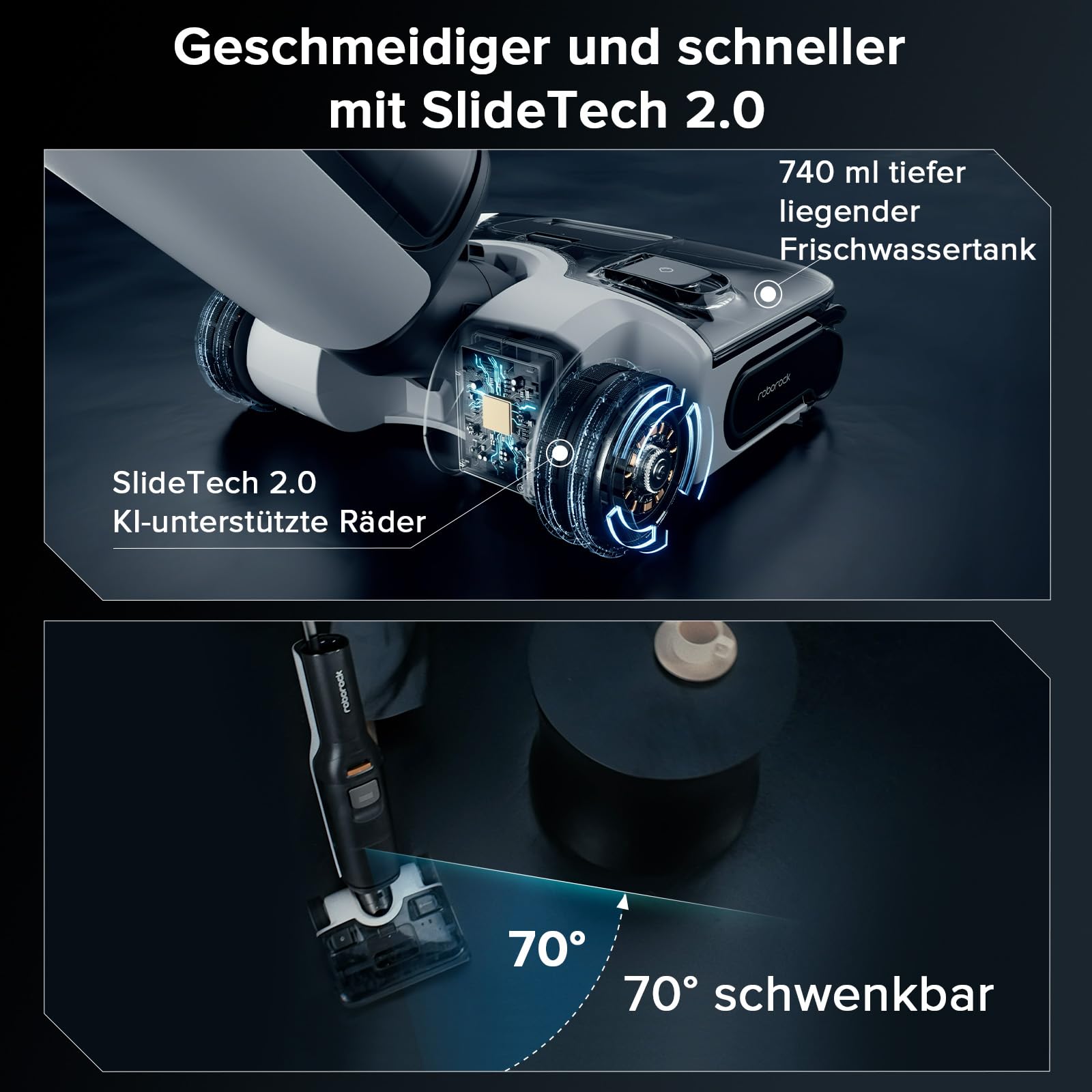 roborock F25 ACE Combo Nass Trockensauger, 5-in-1 Kabelloser Staubsauger, 20.000 Pa Absaugleistung, 90°C Hochtemperatur Selbstreinigung, für Nasse und Trockene Verschmutzungen