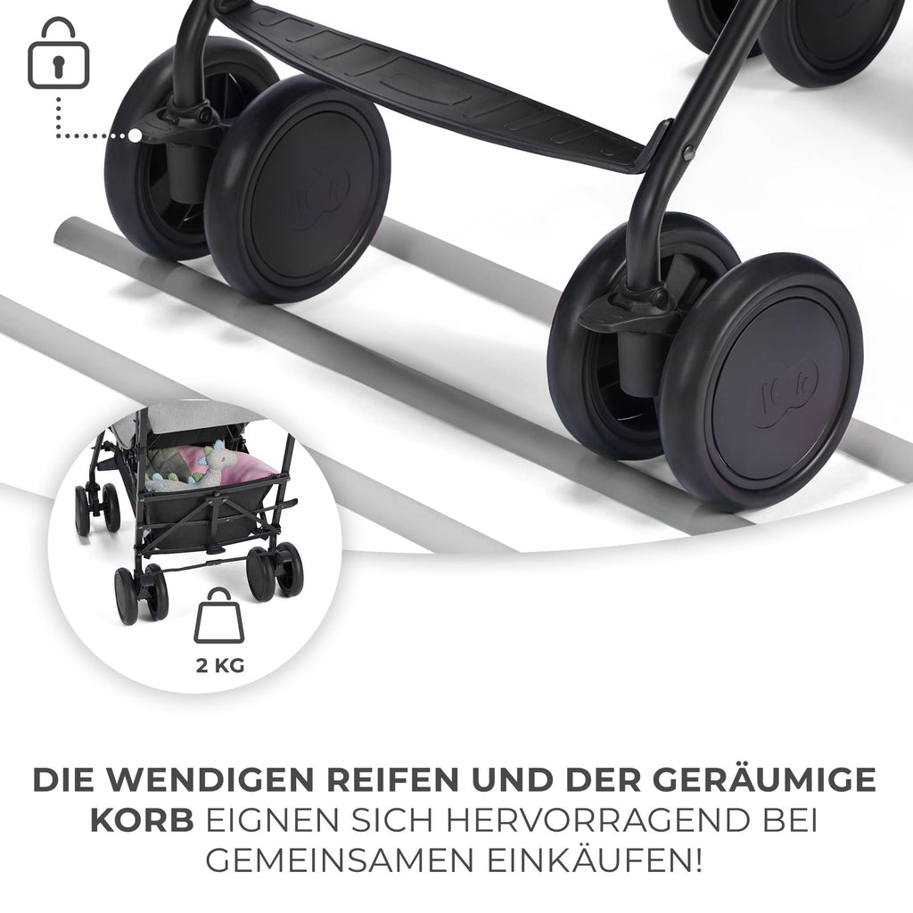 Kinderkraft Kinderwagen SIESTA, Leichte Reise Buggy, Verstellbare Rückenlehne, Liegeposition, Kleine Maße nach Zusammenklappen, Vergrößerbares Verdeck, Für ältere Kinder, bis 22 kg, Grau