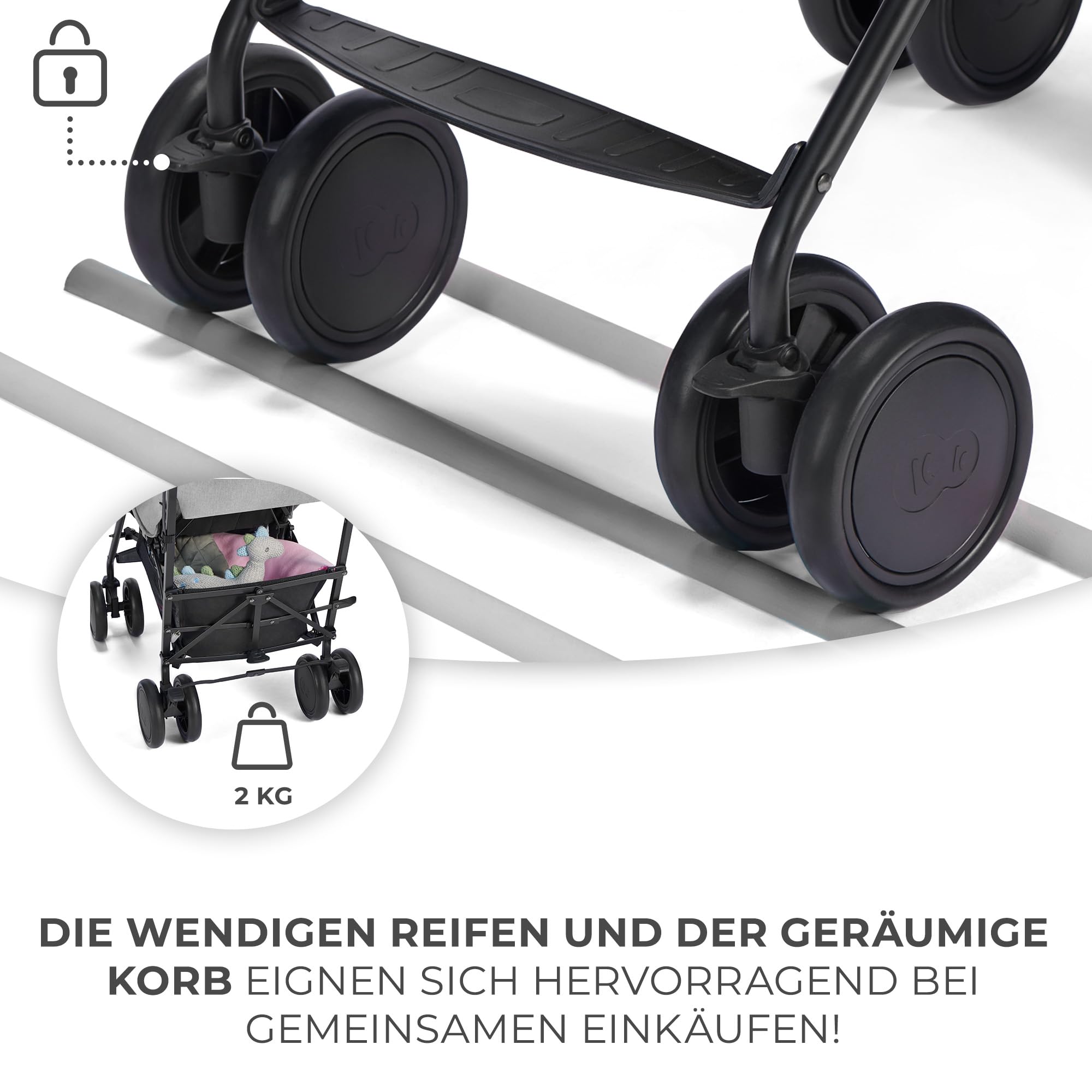 Kinderkraft Kinderwagen SIESTA, Leichte Reise Buggy, Verstellbare Rückenlehne, Liegeposition, Kleine Maße nach Zusammenklappen, Vergrößerbares Verdeck, Für ältere Kinder, bis 22 kg, Grau