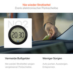 OOONO P-DISC NO2 - Elektronische Parkscheibe mit Zulassung fürs Auto - Automatische Digitale Parkscheibe Elektrisch mit Zulassung vom KBA nach StVO - Elektrische Parkuhr Auto zugelassen