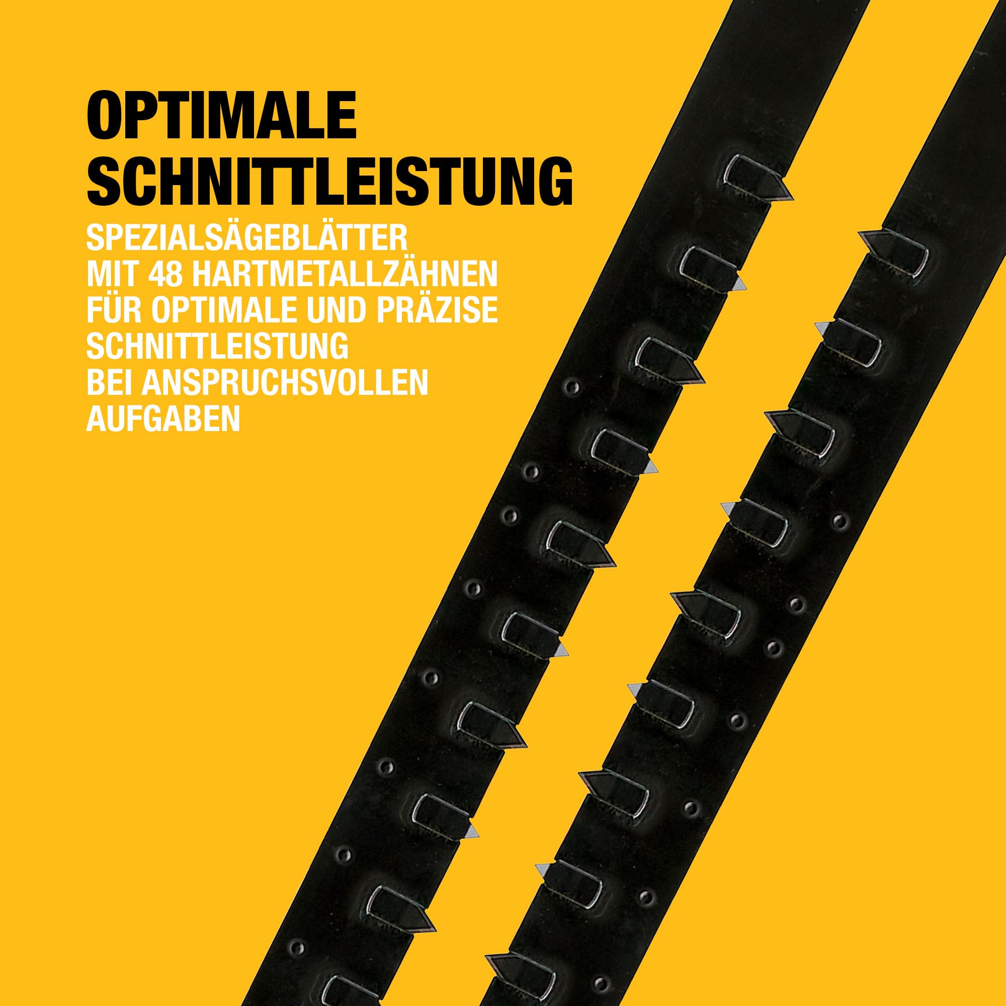 DEWALT 2-teiliges Alligator HM Spezialsägeblatt (für den Einsatz auf Alligator Spezialsägen, Arbeitslänge 430 mm, für Hochlochziegel bis Festigkeitsklasse 12 N/mm2), DT1974-QZ