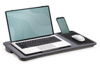 DIGITUS Notebook Kissen - mit Smartphone-Halterung - für 17" Laptops - Laptopunterlage - zum bequemen Arbeiten vom Sofa oder Bett aus - Grau