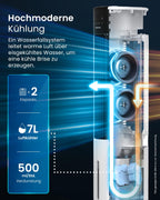 Pro Breeze OmniAir Turmventilator mit Wasserkühlung - Luftkühler mit Fernbedienung, 4 Modi, 4 Gebläsestufen - Ventilator leise - Mobile Klimaanlage ohne Abluftschlauch - Verdunstungskühler, 7L