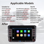High Power Autoradio mit Wireless Carplay Android Car für VW Golf 5 6 Polo T5 Skoda Passat Jetta Caddy, 7 Zoll IPS VW Radio mit Bluetooth/FM/AM/USB/DSP/EQ Lenkradsteuerung
