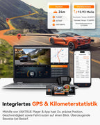 VANTRUE N2X 2.7K+1080P Dashcam Auto Vorne Innen, STARVIS 2 Dual HDR Nachtsicht Dash Cam, 2.5K/60FPS Front, GPS, 5GHz WiFi, App & Sprachsteuerung, 2″ 323° Dasch-Cam 24/7 Parkmodus, G Sensor, max. 1TB