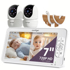 Comfyer Split-Screen Babyphone mit 2 Kameras, 7" HD 720P Video Babyphone ohne WLAN mit Halterung, IR-Nachtsicht Vox-Modus 2-Wege-Audio 6000mAh 300M Reichweite Videoüberwachungsgeräte