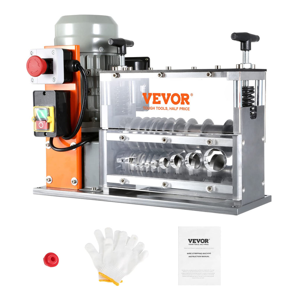 VEVOR Kabelabisoliermaschine Elektrisch 1,5-32mm Kabelschälmaschine 750W Abisoliermaschine 30m pro Minute Geschwindigkeit Abisolierzange 65-Mn-Federstahl Klinge Ideal zum Abisolieren von Kupferdraht